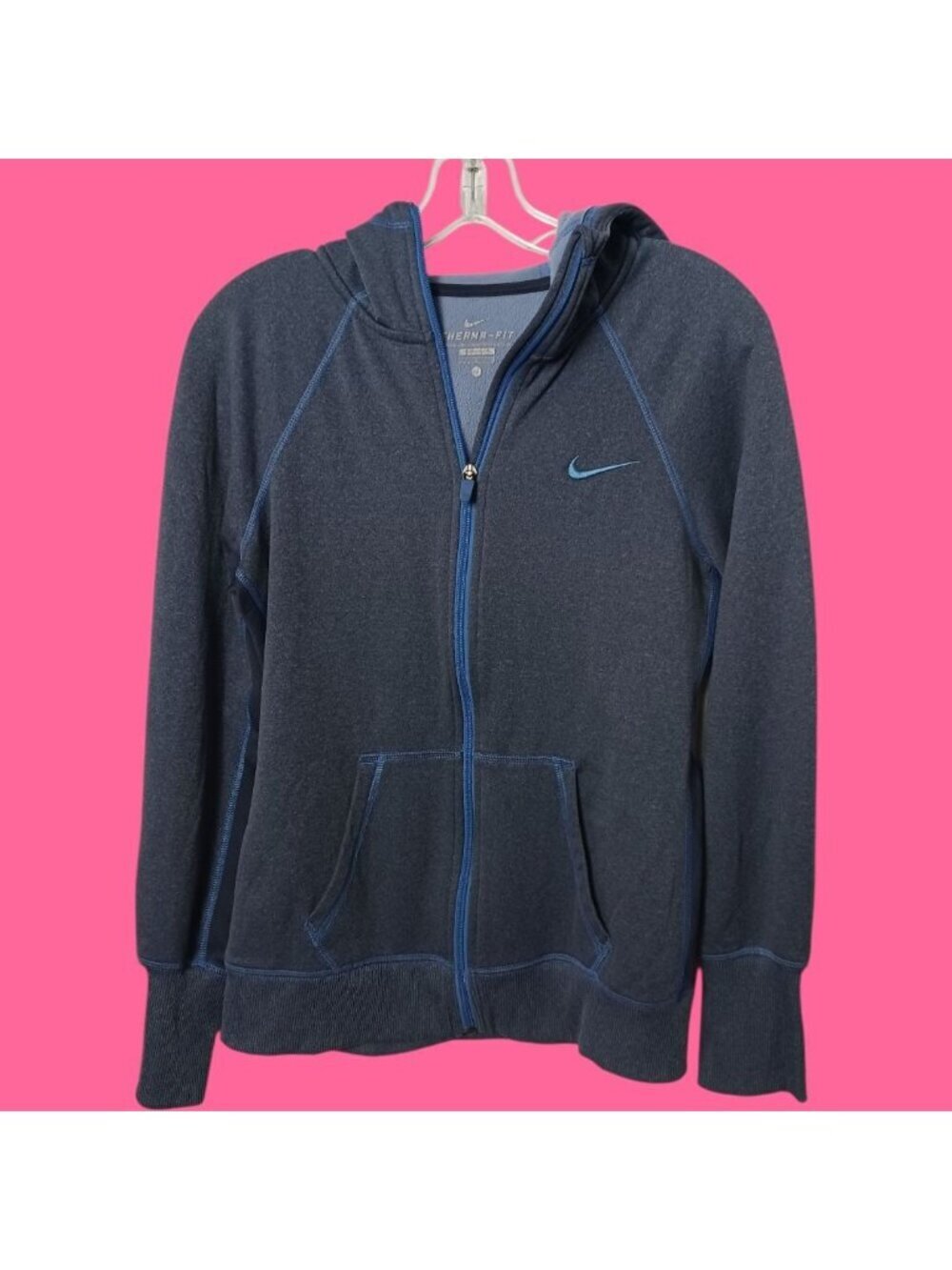 Nike Therma-Fit Womens Full-Zip Hoodie Blue Medium